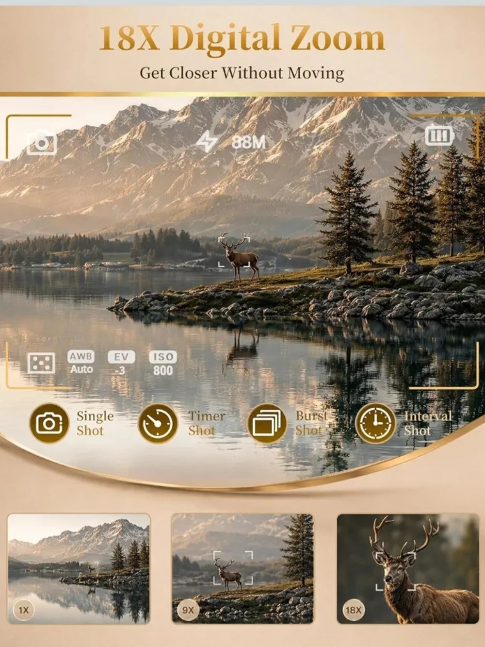 8K Digital Camera, 88MP Autofocus Camera for Beginners & Photography, WiFi 8K V